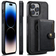 For iPhone 14 Pro Max Suteni M1 Oil Wax MagSafe Detachable Horizontal Card Bag Phone Case(Black) - iPhone 14 Pro Max Cases by Suteni | Online Shopping South Africa | PMC TechLife | Buy Now Pay Later Mobicred