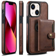 For iPhone 13 Suteni M1 Oil Wax MagSafe Detachable Horizontal Card Bag Phone Case(Brown) - iPhone 13 Cases by Suteni | Online Shopping South Africa | PMC TechLife | Buy Now Pay Later Mobicred