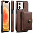 For iPhone 12  Suteni M1 Oil Wax MagSafe Detachable Horizontal Card Bag Phone Case(Brown) - iPhone 12 / 12 Pro Cases by Suteni | Online Shopping South Africa | PMC TechLife | Buy Now Pay Later Mobicred