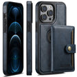 For iPhone 12 Pro Max Suteni M1 Oil Wax MagSafe Detachable Horizontal Card Bag Phone Case(Blue) - iPhone 12 Pro Max Cases by Suteni | Online Shopping South Africa | PMC TechLife | Buy Now Pay Later Mobicred