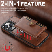 For iPhone 16 Pro Max Suteni M1 Oil Wax MagSafe Detachable Horizontal Card Bag Phone Case(Brown)