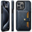 For iPhone 16 Pro Max Suteni M1 Oil Wax MagSafe Detachable Horizontal Card Bag Phone Case(Blue) - iPhone 16 Pro Max Cases by Suteni | Online Shopping South Africa | PMC TechLife | Buy Now Pay Later Mobicred