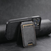 For iPhone 14 Pro Max Suteni M2 Oil Wax MagSafe Horizontal Card Bag Phone Case(Black)