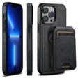 For iPhone 13 Pro Suteni M2 Oil Wax MagSafe Horizontal Card Bag Phone Case(Black) - iPhone 13 Pro Cases by Suteni | Online Shopping South Africa | PMC TechLife | Buy Now Pay Later Mobicred