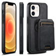 For iPhone 12  Suteni M2 Oil Wax MagSafe Horizontal Card Bag Phone Case(Black) - iPhone 12 / 12 Pro Cases by Suteni | Online Shopping South Africa | PMC TechLife | Buy Now Pay Later Mobicred
