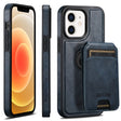For iPhone 12  Suteni M2 Oil Wax MagSafe Horizontal Card Bag Phone Case(Blue) - iPhone 12 / 12 Pro Cases by Suteni | Online Shopping South Africa | PMC TechLife | Buy Now Pay Later Mobicred