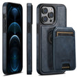 For iPhone 12 Pro Max Suteni M2 Oil Wax MagSafe Horizontal Card Bag Phone Case(Blue) - iPhone 12 Pro Max Cases by Suteni | Online Shopping South Africa | PMC TechLife | Buy Now Pay Later Mobicred