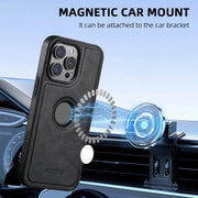 For iPhone 16 Pro Suteni M2 Oil Wax MagSafe Horizontal Card Bag Phone Case(Black)