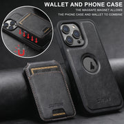 For iPhone 12 Pro Max Suteni M2 Oil Wax MagSafe Horizontal Card Bag Phone Case(Blue)