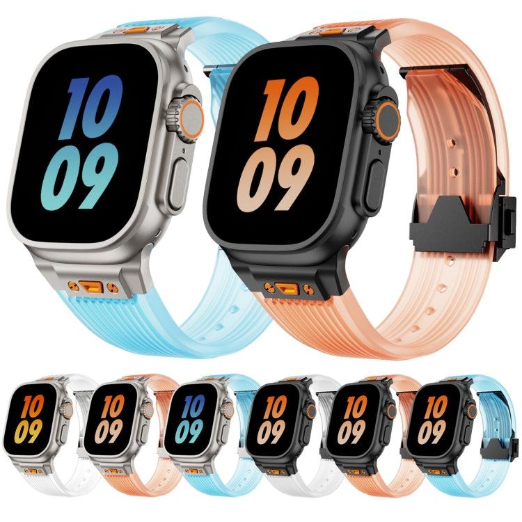 For Apple Watch SE 2023 44mm Transparent Silicone Watch Band(Black Transparent)