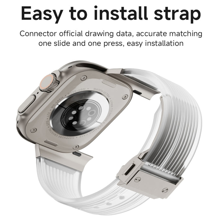 For Apple Watch SE 2023 44mm Transparent Silicone Watch Band(Black Transparent)