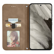 For Google Pixel 9 Retro Skin Feel Magnetic Flip Leather Phone Case(Brown)