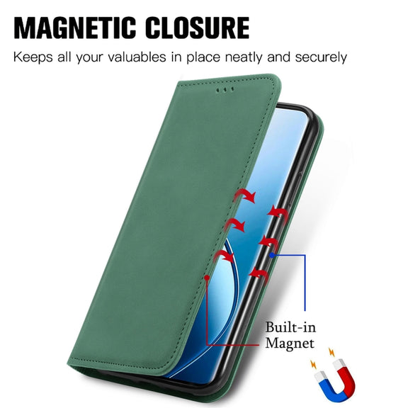 For Honor Magic6 Pro Retro Skin Feel Magnetic Flip Leather Phone Case(Grey)