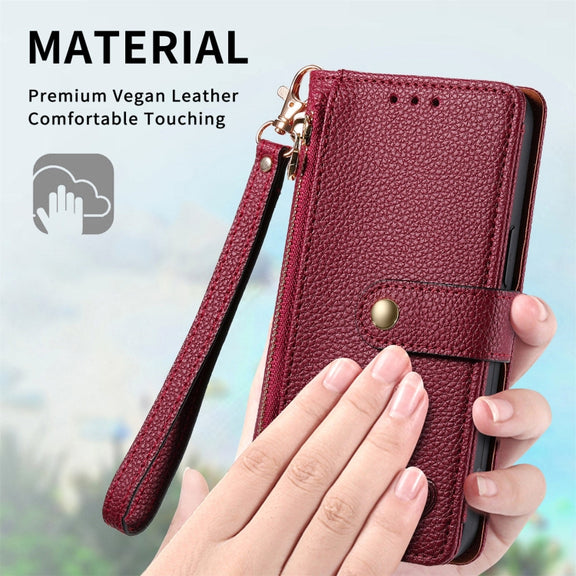 For Motorola Moto G Power 5G 2024 Love Zipper Lanyard Leather Phone Case(Red)