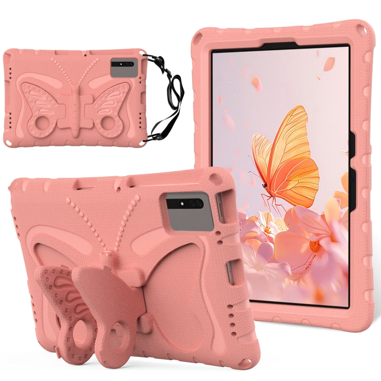 For Samsung Galaxy Tab S9 FE X510 Butterfly Bracket EVA Shockproof Tablet Case(Pink Orange)