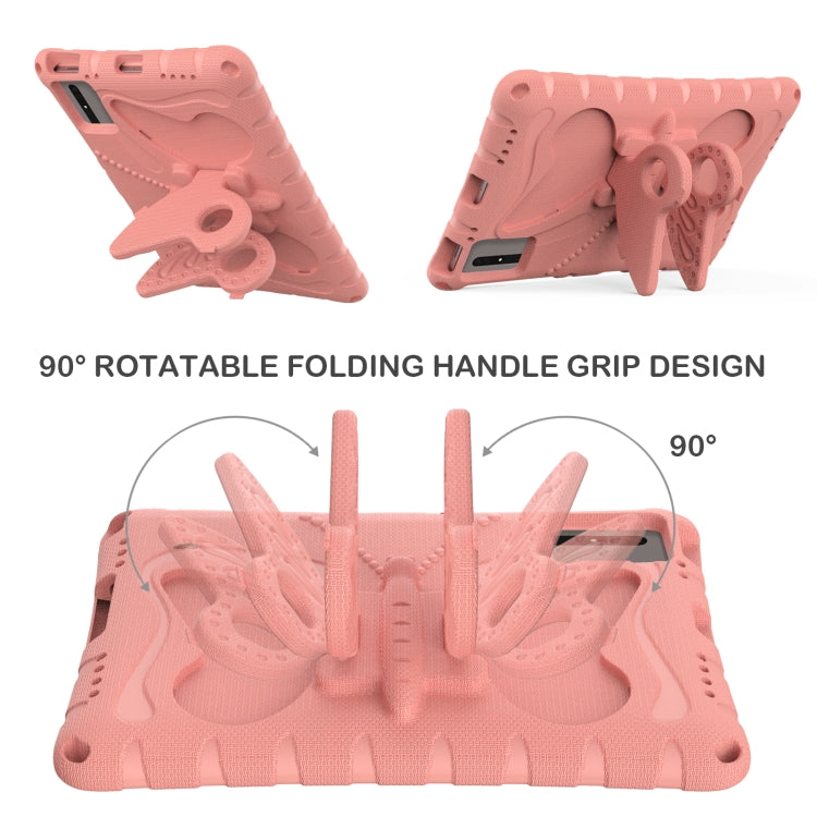 For Samsung Galaxy Tab S9 FE X510 Butterfly Bracket EVA Shockproof Tablet Case(Pink Orange)