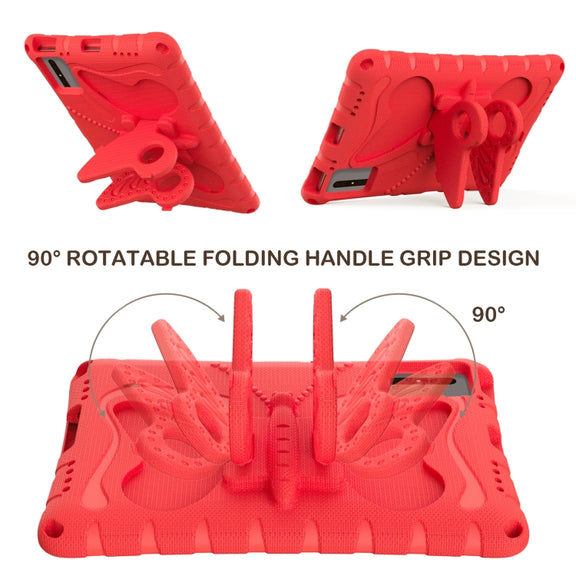 For Samsung Galaxy Tab S9 FE X510 Butterfly Bracket EVA Shockproof Tablet Case(Red)