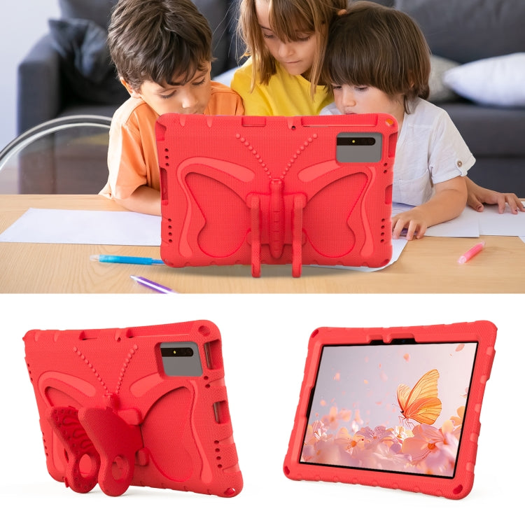 For Samsung Galaxy Tab S9 FE X510 Butterfly Bracket EVA Shockproof Tablet Case(Red)
