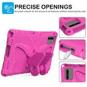 For Samsung Galaxy Tab S9 FE X510 Butterfly Bracket EVA Shockproof Tablet Case(Rose Red)