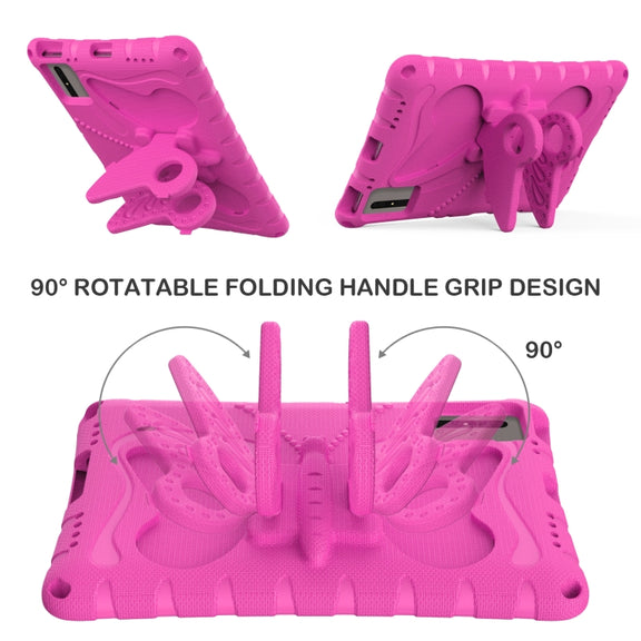 For Samsung Galaxy Tab S9 FE X510 Butterfly Bracket EVA Shockproof Tablet Case(Rose Red)