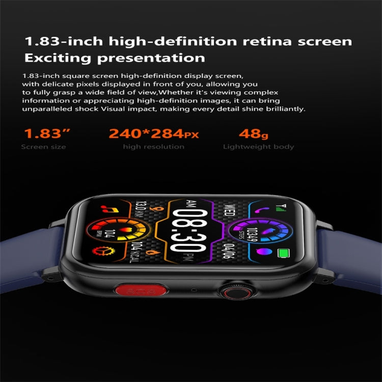 G18 1.83 inch Color Screen Smart Watch Silicone Strap, Support  Noninvasive Blood Sugar / Uric Acid(Red)