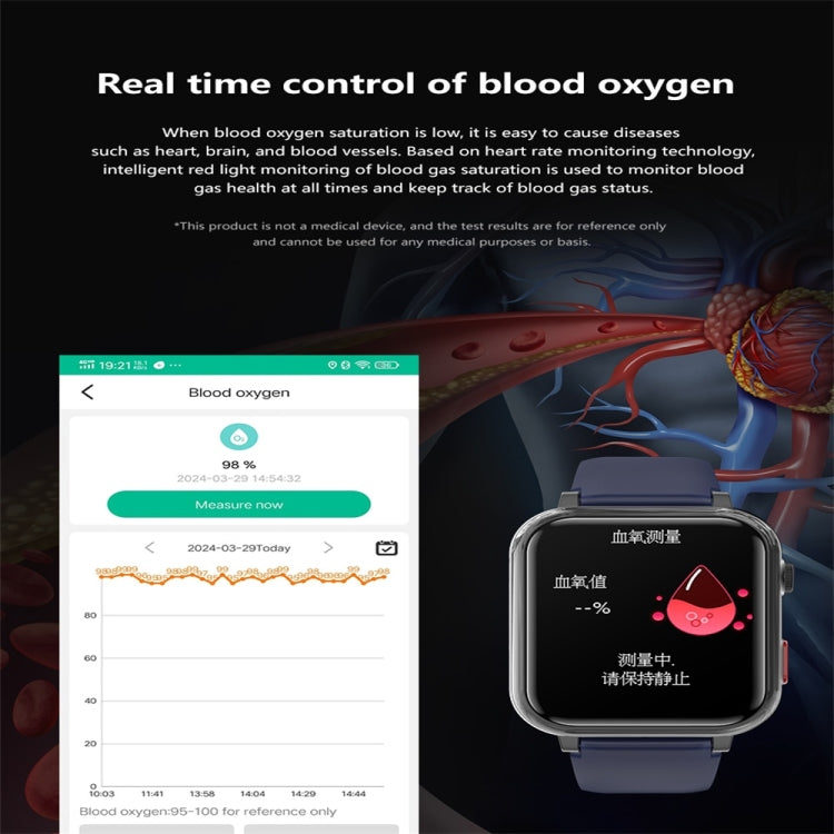 G18 1.83 inch Color Screen Smart Watch Silicone Strap, Support  Noninvasive Blood Sugar / Uric Acid(Blue)