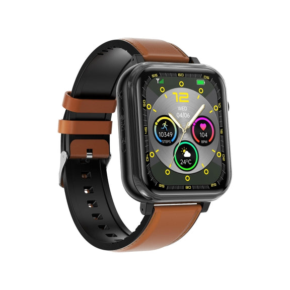 G18 1.83 inch Color Screen Smart Watch Leather Strap, Support  Noninvasive Blood Sugar / Uric Acid(Brown)