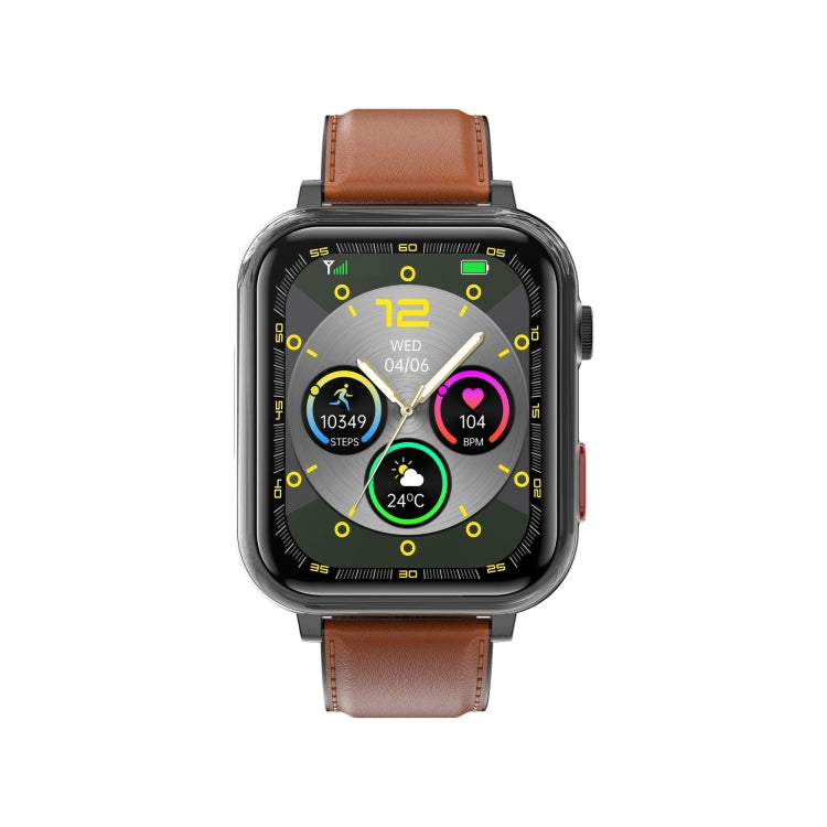 G18 1.83 inch Color Screen Smart Watch Leather Strap, Support  Noninvasive Blood Sugar / Uric Acid(Brown)