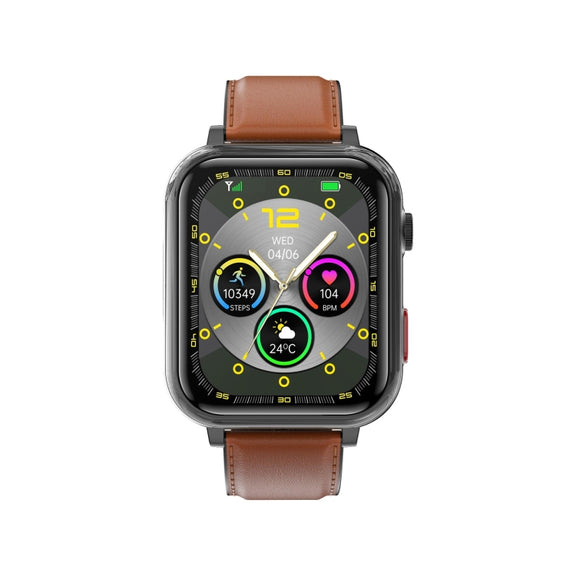 G18 1.83 inch Color Screen Smart Watch Leather Strap, Support  Noninvasive Blood Sugar / Uric Acid(Brown)
