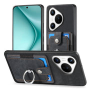 For Huawei Pura 70 Retro Skin-feel Ring Card Wallet Phone Case(Black)