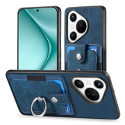 For Huawei Pura 70 Retro Skin-feel Ring Card Wallet Phone Case(Blue)
