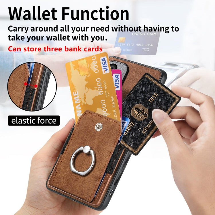 For Huawei Pura 70 Retro Skin-feel Ring Card Wallet Phone Case(Brown)
