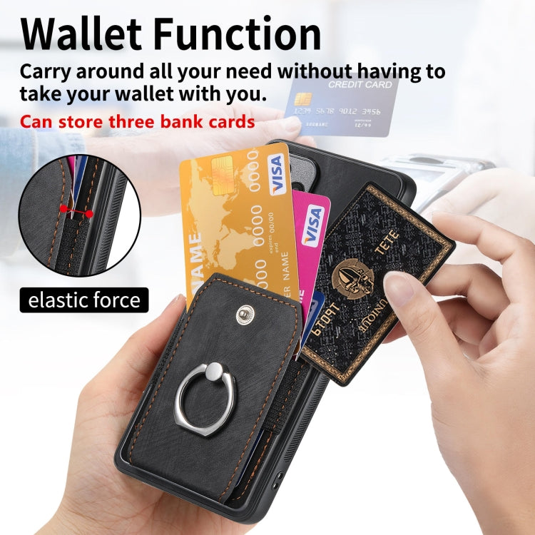 For Huawei Pura 70 Pro+ Retro Skin-feel Ring Card Wallet Phone Case(Black)