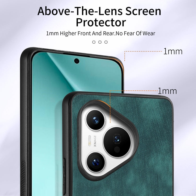 For Huawei Pura 70 Pro+ Retro Skin-feel Ring Card Wallet Phone Case(Green)