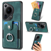 For Huawei Pura 70 Ultra Retro Skin-feel Ring Card Wallet Phone Case(Green)