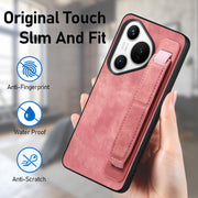 For Huawei Pura 70 Retro Wristband Holder Leather Back Phone Case(Pink)