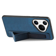 For Huawei Pura 70 Retro Wristband Holder Leather Back Phone Case(Blue)