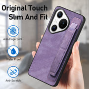 For Huawei Pura 70 Retro Wristband Holder Leather Back Phone Case(Purple)