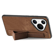 For Huawei Pura 70 Pro Retro Wristband Holder Leather Back Phone Case(Brown)