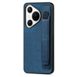For Huawei Pura 70 Pro Retro Wristband Holder Leather Back Phone Case(Blue) - free shipping - PMC Jewellery - Order now!