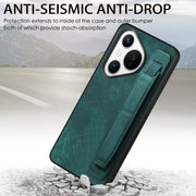 For Huawei Pura 70 Pro+ Retro Wristband Holder Leather Back Phone Case(Green)