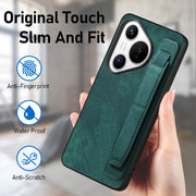 For Huawei Pura 70 Pro+ Retro Wristband Holder Leather Back Phone Case(Green)