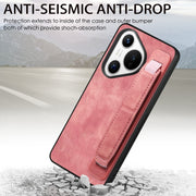 For Huawei Pura 70 Pro+ Retro Wristband Holder Leather Back Phone Case(Pink)