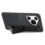 For Huawei Pura 70 Pro+ Retro Wristband Holder Leather Back Phone Case(Black)