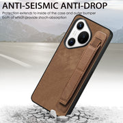 For Huawei Pura 70 Pro+ Retro Wristband Holder Leather Back Phone Case(Brown)