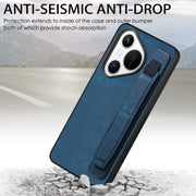 For Huawei Pura 70 Pro+ Retro Wristband Holder Leather Back Phone Case(Blue)