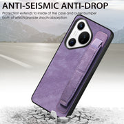 For Huawei Pura 70 Pro+ Retro Wristband Holder Leather Back Phone Case(Purple)