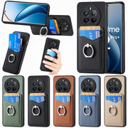 For Realme 12 Pro+ Carbon fiber Card Wallet Ring Phone Case(Black)