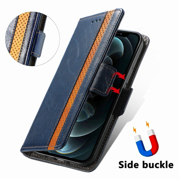 For Honor Magic6 Pro CaseNeo Splicing Dual Magnetic Buckle Leather Phone Case(Blue)