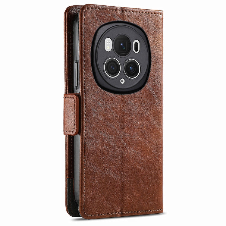For Honor Magic6 Pro CaseNeo Splicing Dual Magnetic Buckle Leather Phone Case(Brown)